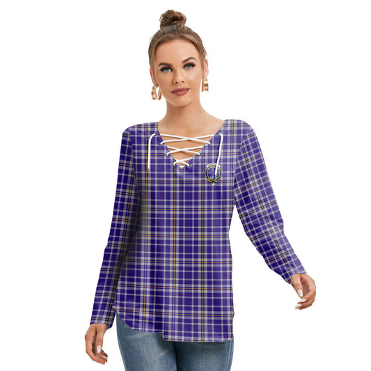 Ochterlony Tartan Crest Long Sleeve Neckline Tie Sweatshirt