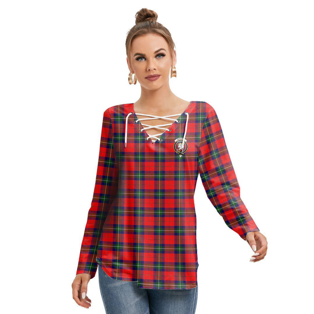 Ruthven Modern Tartan Crest Long Sleeve Neckline Tie Sweatshirt