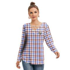 Boswell Modern Tartan Crest Long Sleeve Neckline Tie Sweatshirt