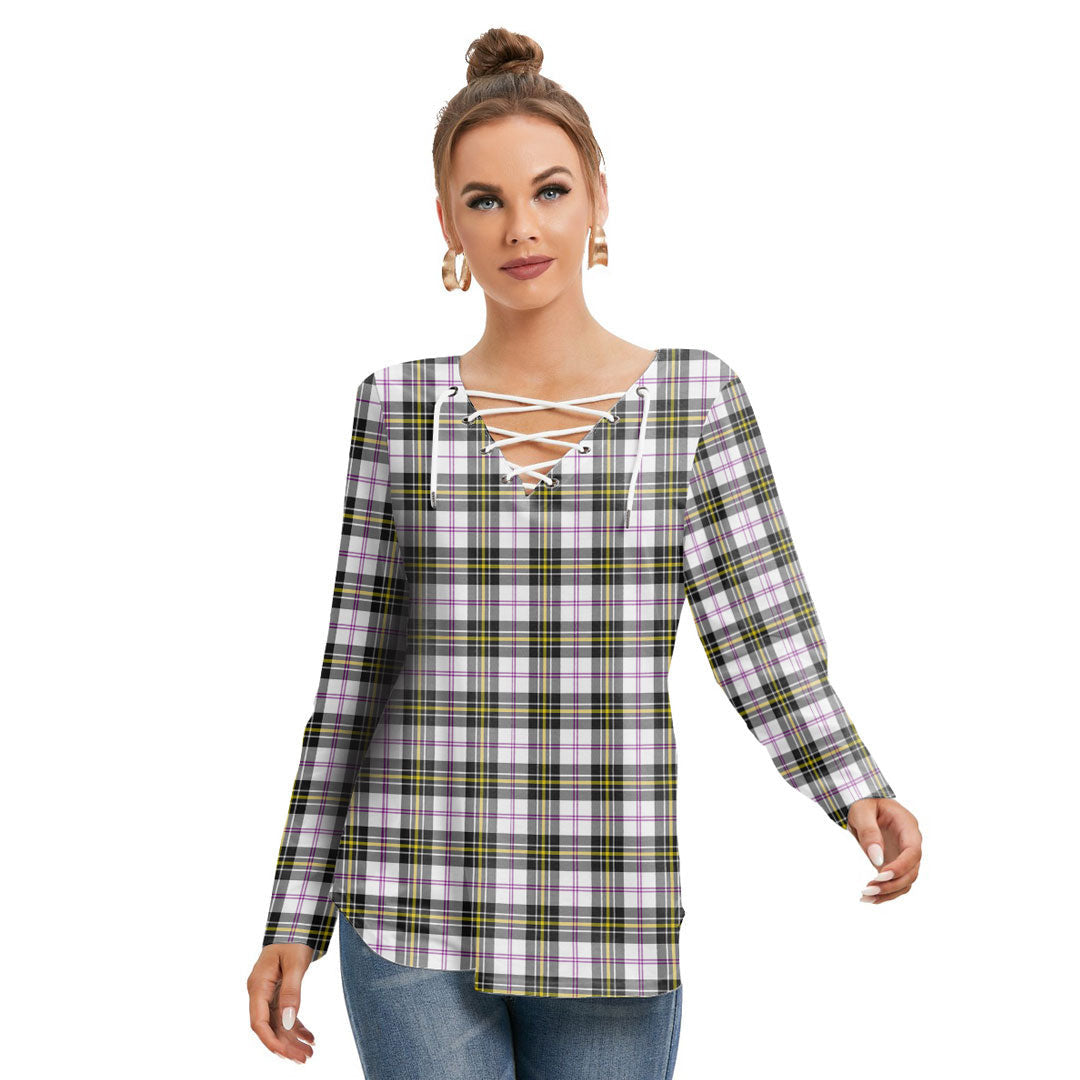 MacPherson Dress Modern Tartan Plaid Long Sleeve Neckline Tie Sweatshirt