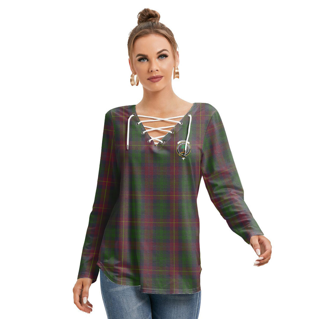 Cairns Tartan Crest Long Sleeve Neckline Tie Sweatshirt