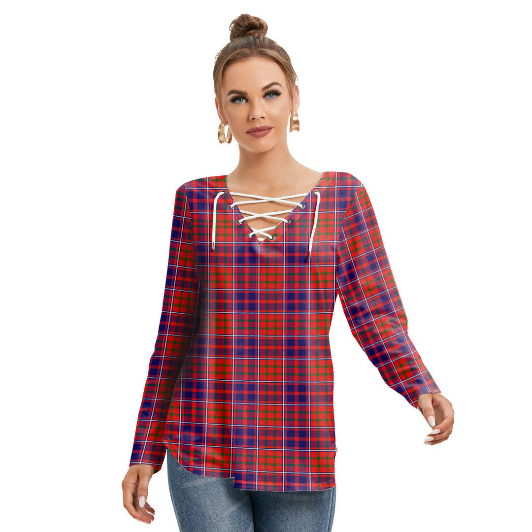 Cameron of Lochiel Modern Tartan Plaid Long Sleeve Neckline Tie Sweatshirt