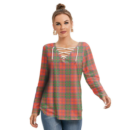 Grant Ancient Tartan Plaid Long Sleeve Neckline Tie Sweatshirt