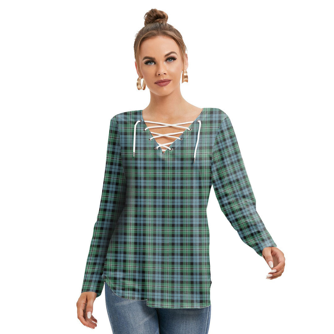 Melville Tartan Plaid Long Sleeve Neckline Tie Sweatshirt