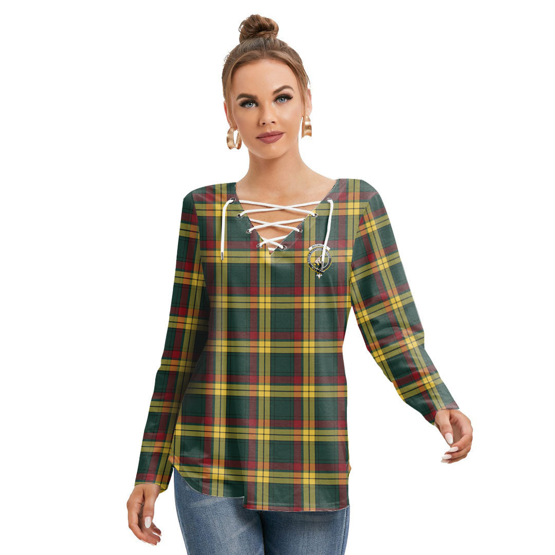 MacMillan Old Modern Tartan Crest Long Sleeve Neckline Tie Sweatshirt