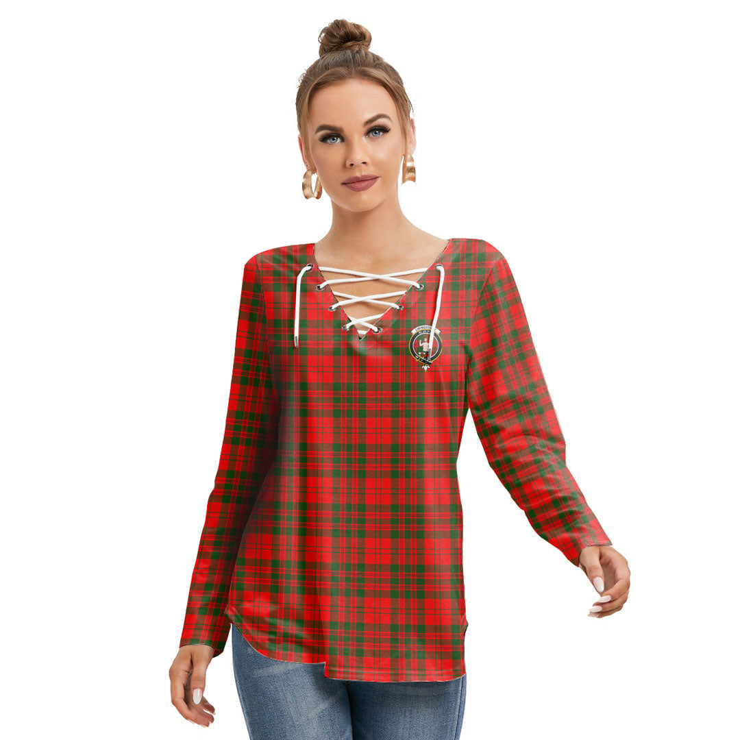 Livingstone Modern Tartan Crest Long Sleeve Neckline Tie Sweatshirt