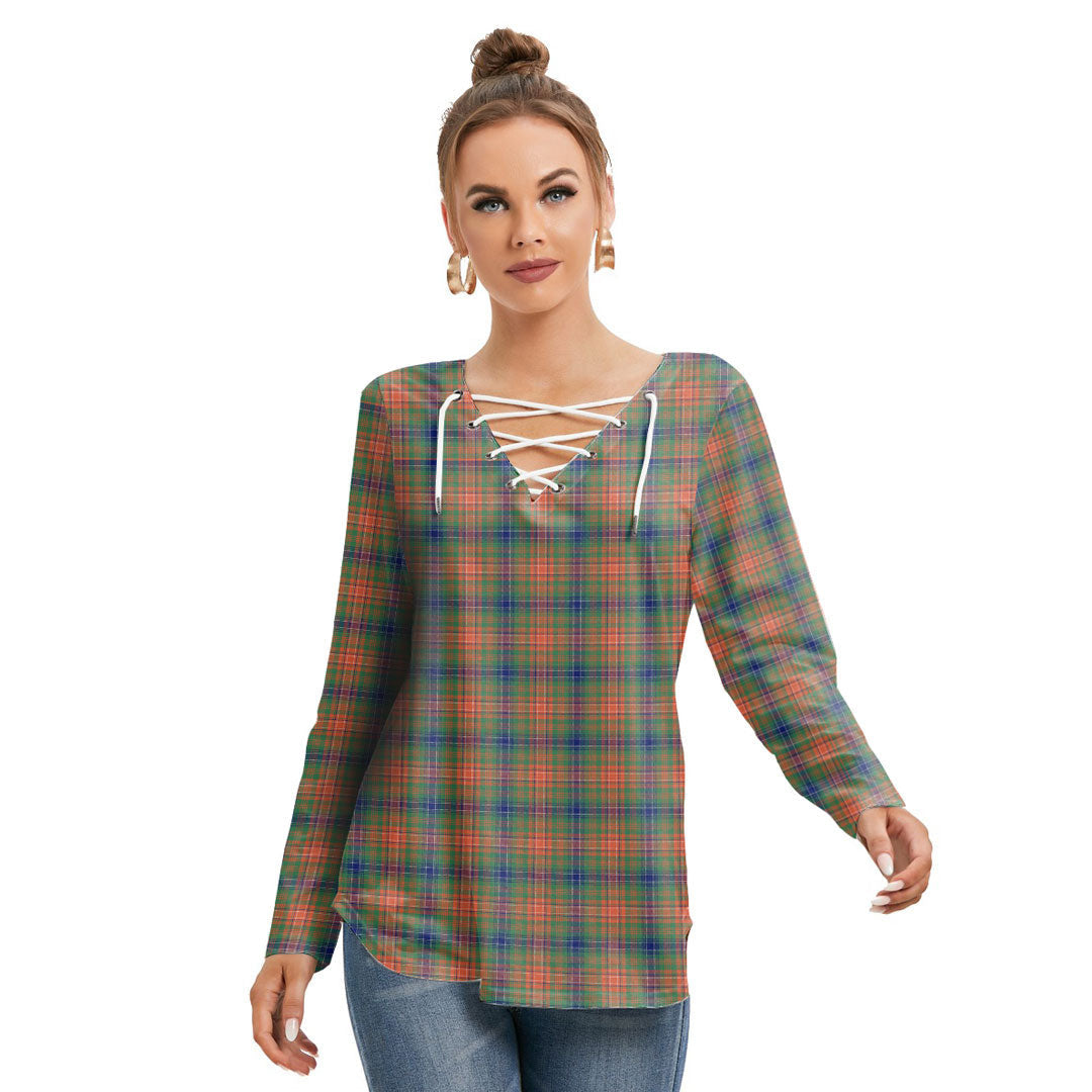 Wilson Ancient Tartan Plaid Long Sleeve Neckline Tie Sweatshirt