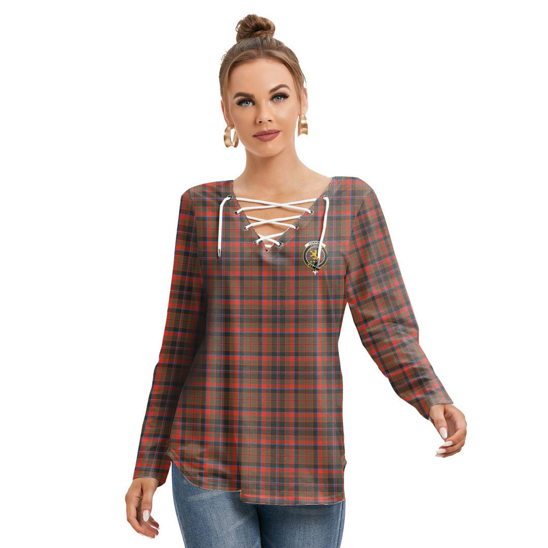 Cumming Hunting Weathered Tartan Crest Long Sleeve Neckline Tie Sweatshirt