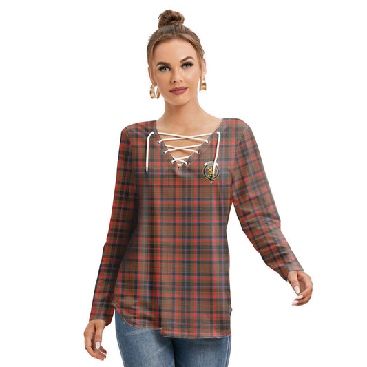 Cumming Hunting Weathered Tartan Crest Long Sleeve Neckline Tie Sweatshirt