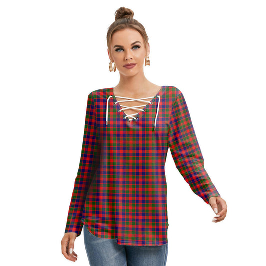 Gow Modern Tartan Plaid Long Sleeve Neckline Tie Sweatshirt