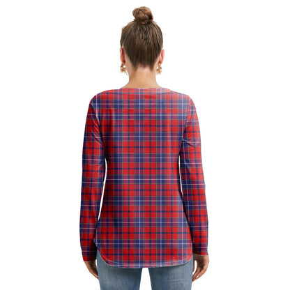 Wishart Dress Tartan Plaid Long Sleeve Neckline Tie Sweatshirt