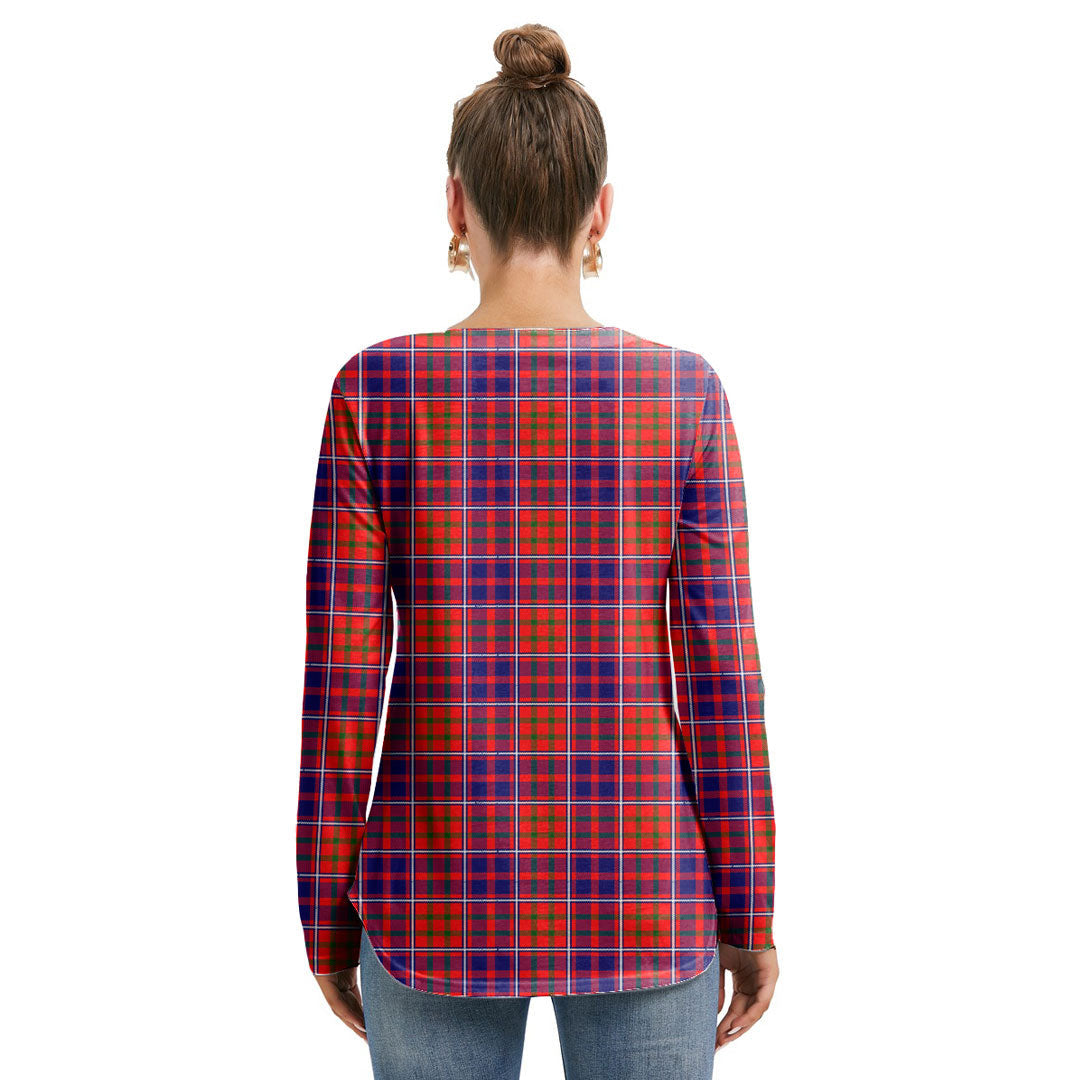 Cameron of Lochiel Modern Tartan Plaid Long Sleeve Neckline Tie Sweatshirt