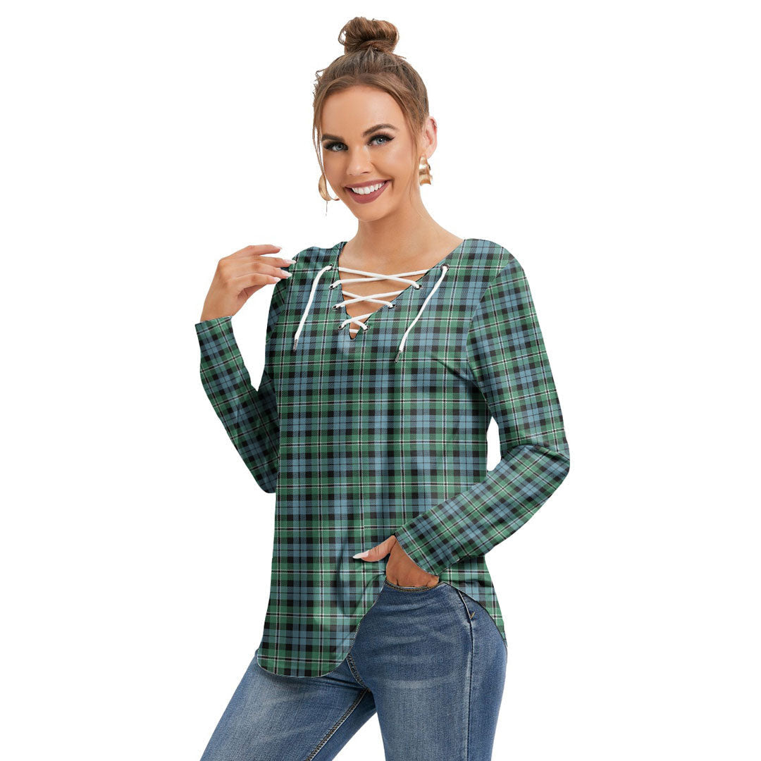 Melville Tartan Plaid Long Sleeve Neckline Tie Sweatshirt