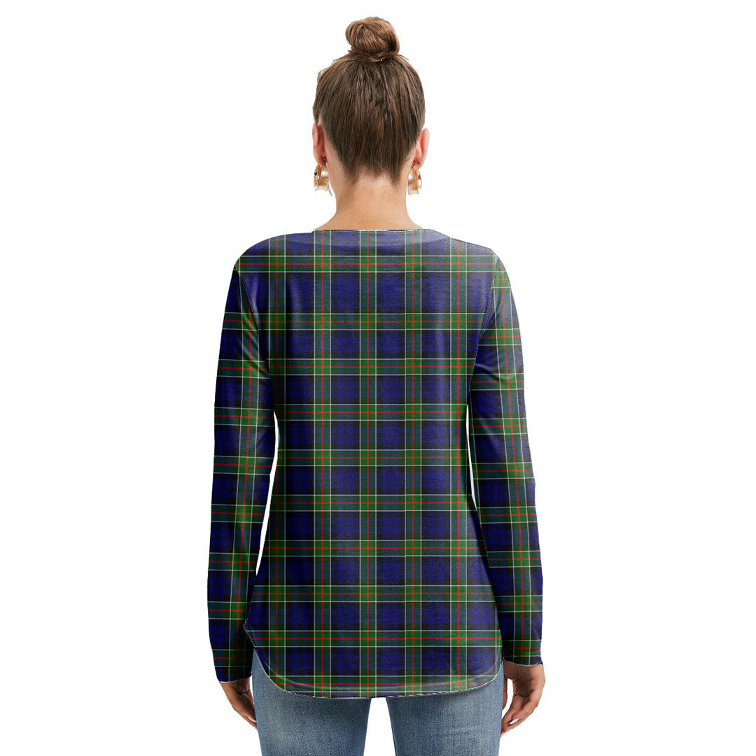 Colquhoun Modern Tartan Plaid Long Sleeve Neckline Tie Sweatshirt