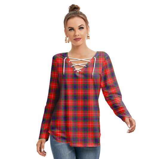 Fraser Modern Tartan Plaid Long Sleeve Neckline Tie Sweatshirt