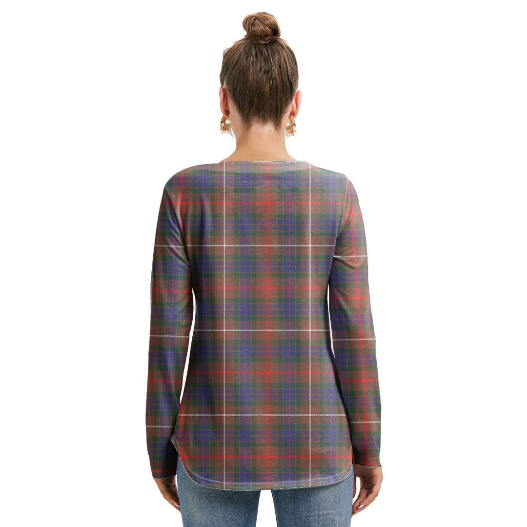 Fraser Hunting Modern Tartan Crest Long Sleeve Neckline Tie Sweatshirt