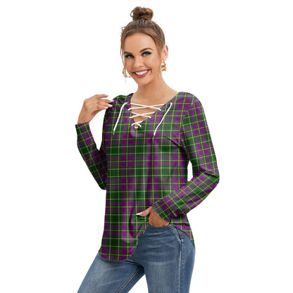 Taylor Tartan Plaid Long Sleeve Neckline Tie Sweatshirt