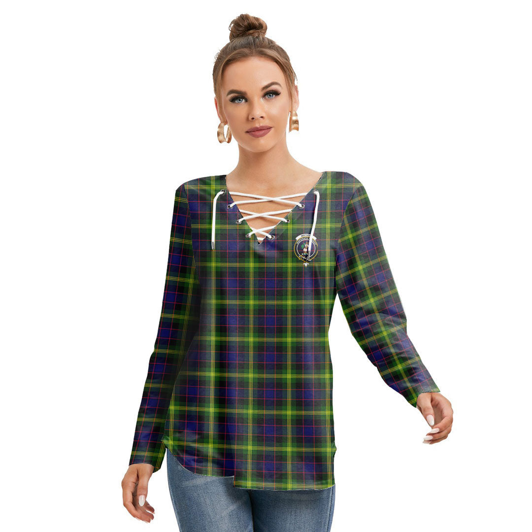 Watson Modern Tartan Crest Long Sleeve Neckline Tie Sweatshirt