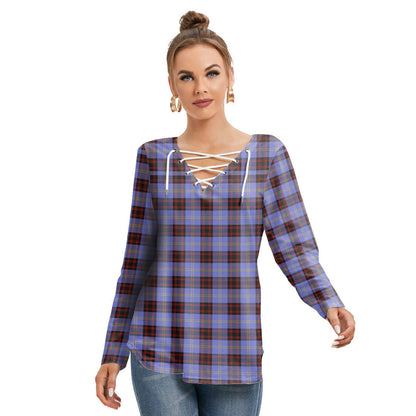 Rutherford Tartan Plaid Long Sleeve Neckline Tie Sweatshirt