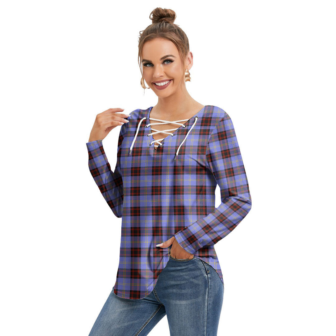 Rutherford Tartan Plaid Long Sleeve Neckline Tie Sweatshirt