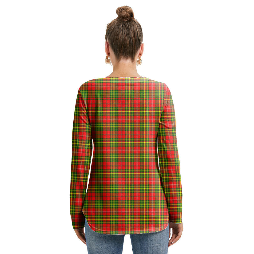 Leask Tartan Plaid Long Sleeve Neckline Tie Sweatshirt