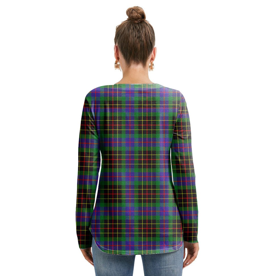 Brodie Hunting Modern Tartan Plaid Long Sleeve Neckline Tie Sweatshirt