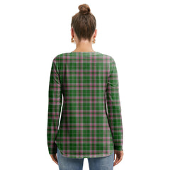 Gray Hunting Tartan Crest Long Sleeve Neckline Tie Sweatshirt