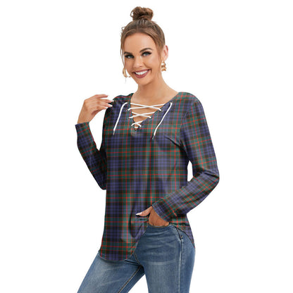 Fletcher of Dunans Tartan Plaid Long Sleeve Neckline Tie Sweatshirt