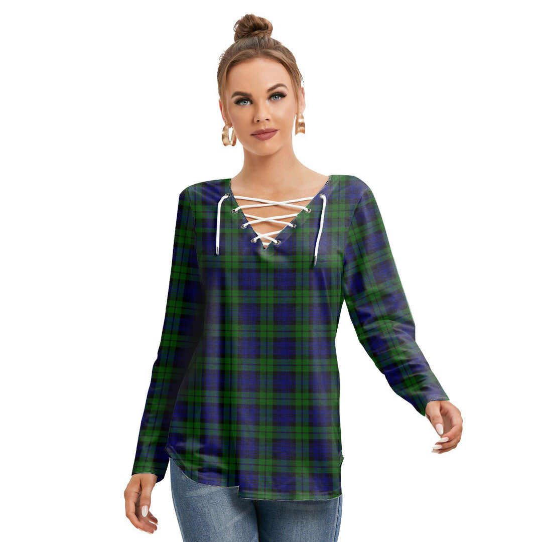 Campbell Modern Tartan Plaid Long Sleeve Neckline Tie Sweatshirt