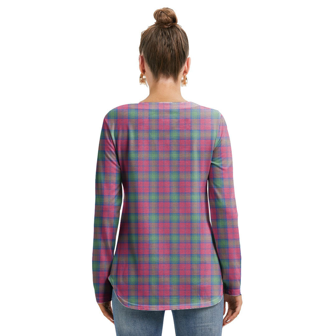 Lindsay Ancient Tartan Plaid Long Sleeve Neckline Tie Sweatshirt