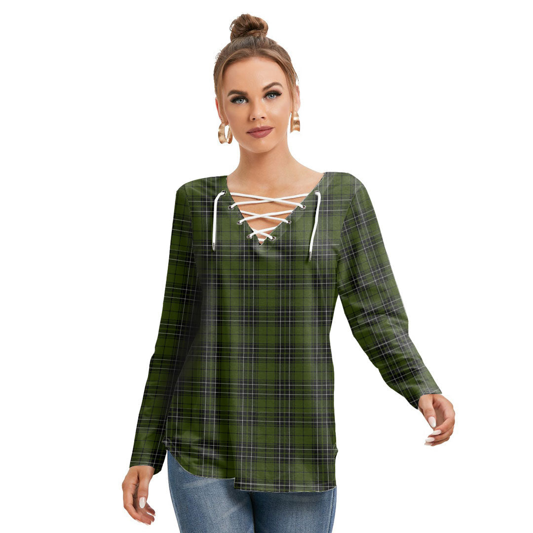 MacLean Hunting Tartan Plaid Long Sleeve Neckline Tie Sweatshirt