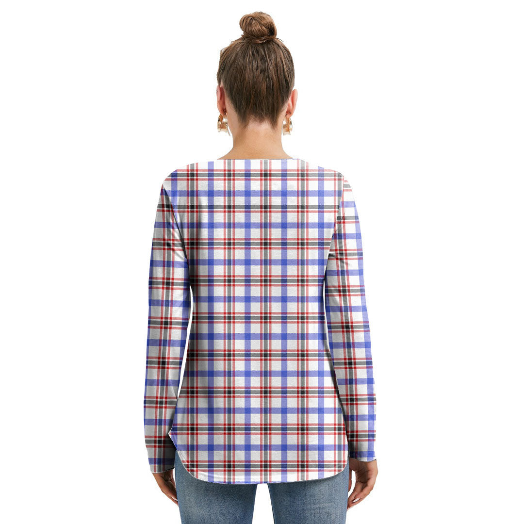 Boswell Modern Tartan Plaid Long Sleeve Neckline Tie Sweatshirt