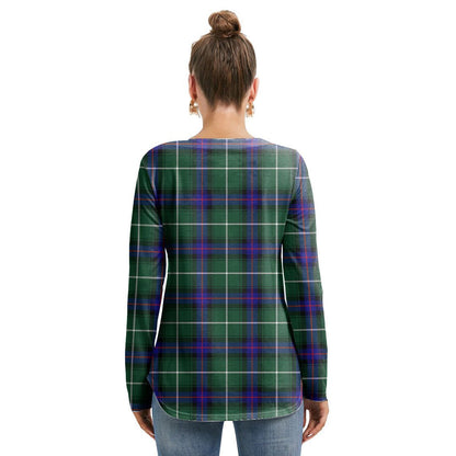 MacDonald of the Isles Hunting Modern Tartan Plaid Long Sleeve Neckline Tie Sweatshirt