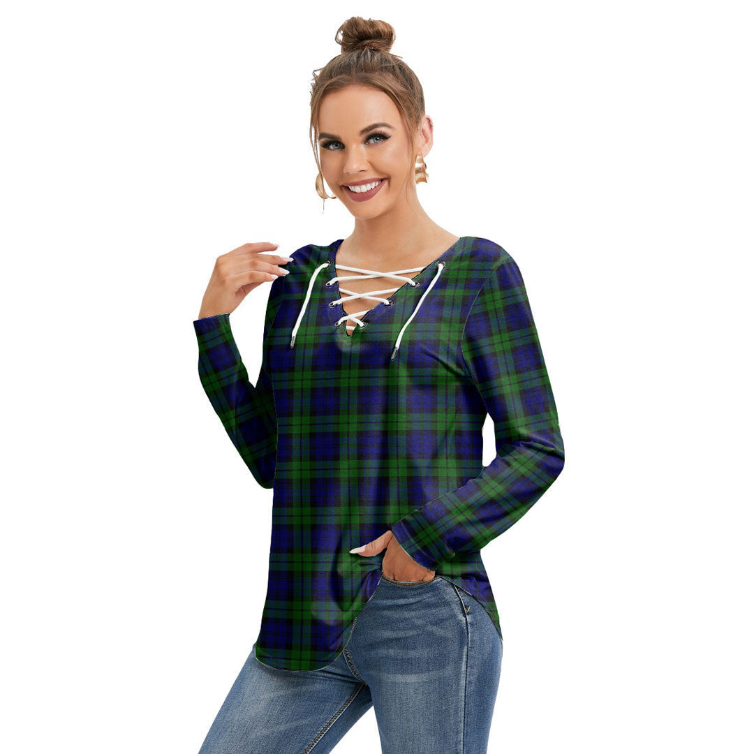 Campbell Modern Tartan Plaid Long Sleeve Neckline Tie Sweatshirt