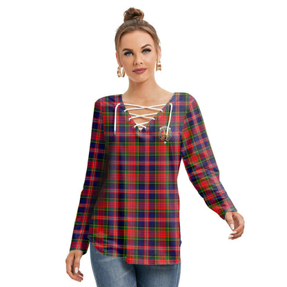 MacPherson Modern Tartan Crest Long Sleeve Neckline Tie Sweatshirt