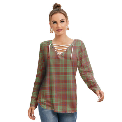 MacGillivray Hunting Ancient Tartan Plaid Long Sleeve Neckline Tie Sweatshirt