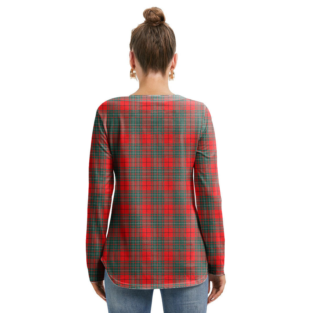 Cumming Modern Tartan Plaid Long Sleeve Neckline Tie Sweatshirt