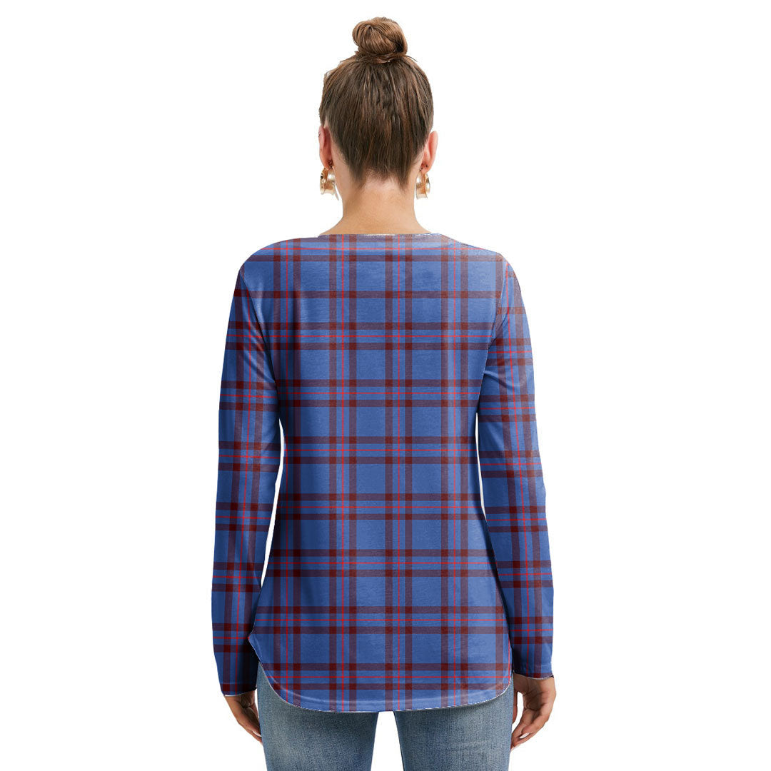 Elliot Modern Tartan Plaid Long Sleeve Neckline Tie Sweatshirt