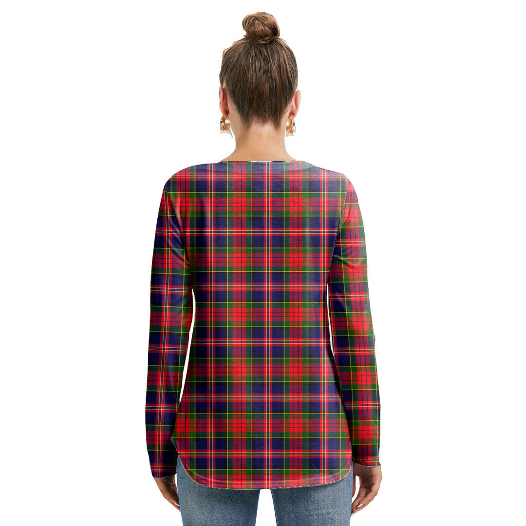 MacPherson Modern Tartan Crest Long Sleeve Neckline Tie Sweatshirt