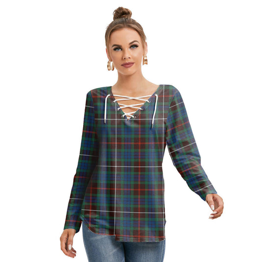 Fraser Hunting Ancient Tartan Plaid Long Sleeve Neckline Tie Sweatshirt