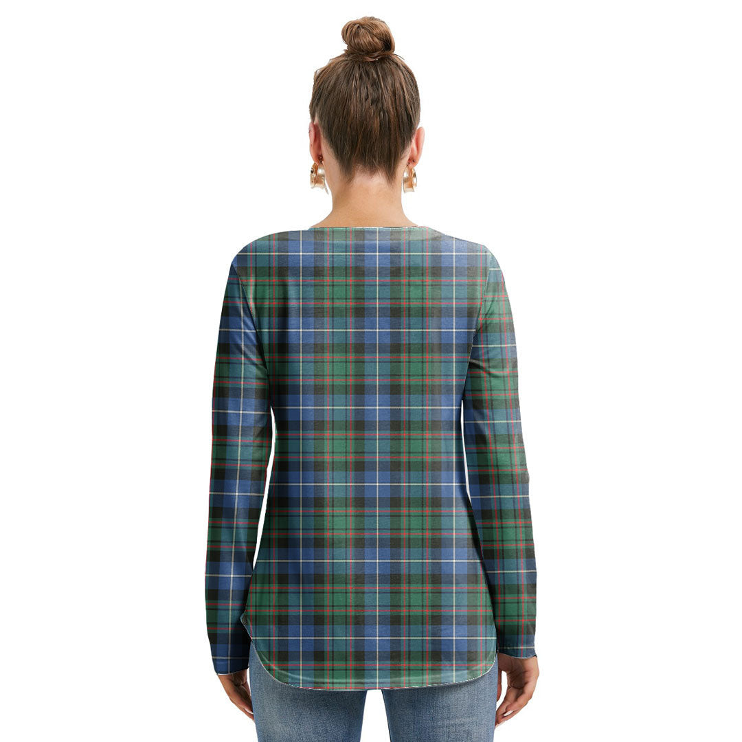 MacRae Hunting Ancient Tartan Crest Long Sleeve Neckline Tie Sweatshirt