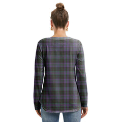 Clergy Green Tartan Plaid Long Sleeve Neckline Tie Sweatshirt