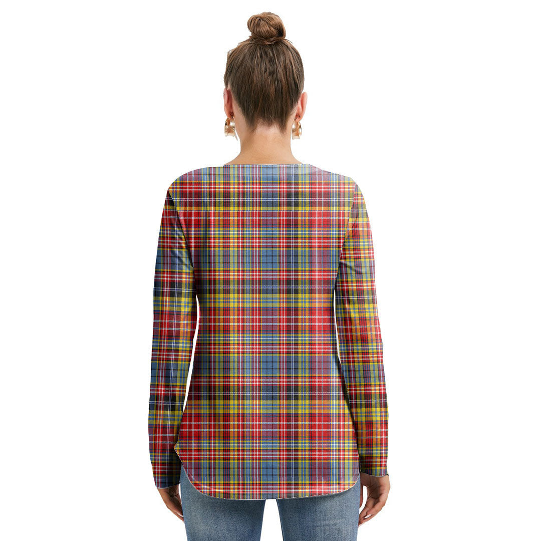 Drummond of Strathallan Tartan Plaid Long Sleeve Neckline Tie Sweatshirt