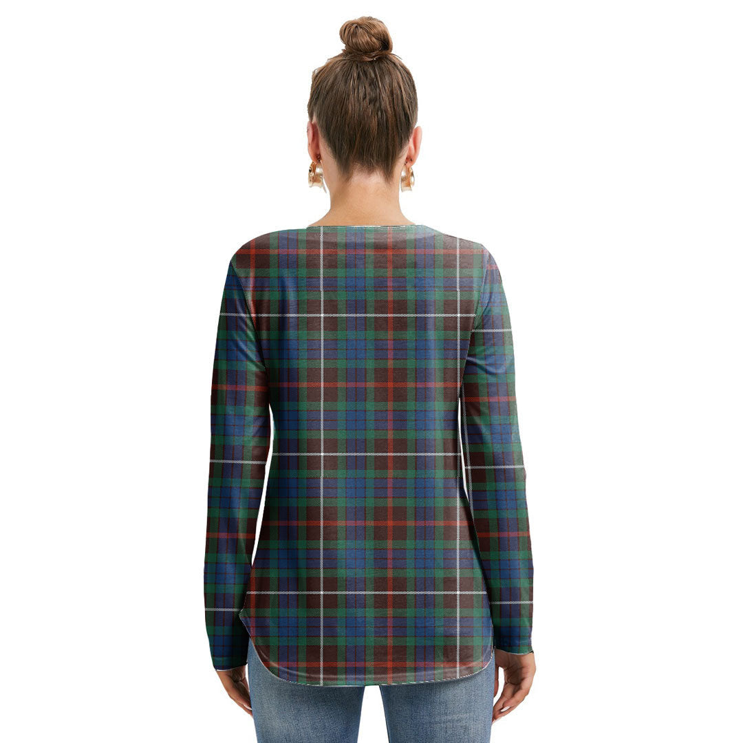 Fraser Hunting Ancient Tartan Plaid Long Sleeve Neckline Tie Sweatshirt