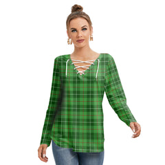 Galloway District Tartan Plaid Long Sleeve Neckline Tie Sweatshirt