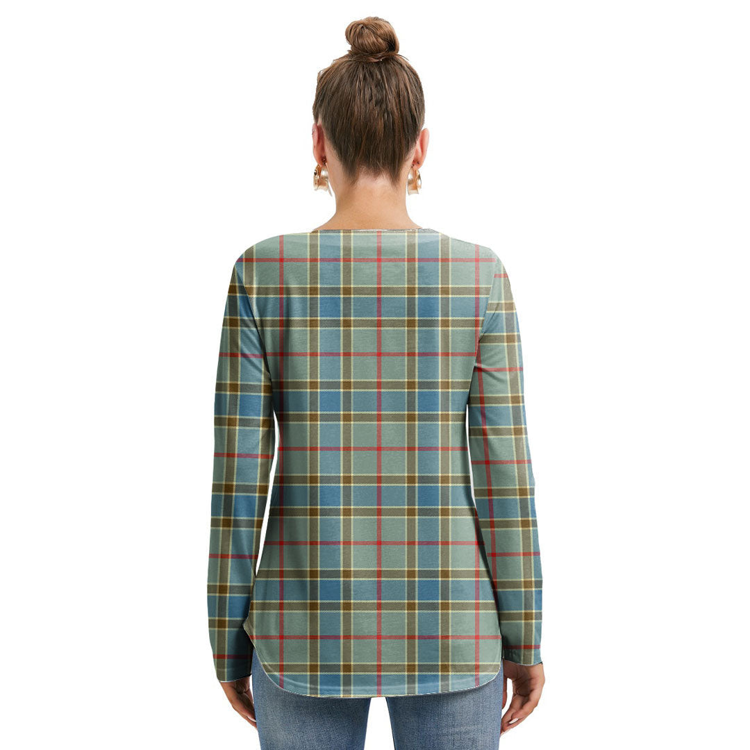 Balfour Blue Tartan Crest Long Sleeve Neckline Tie Sweatshirt