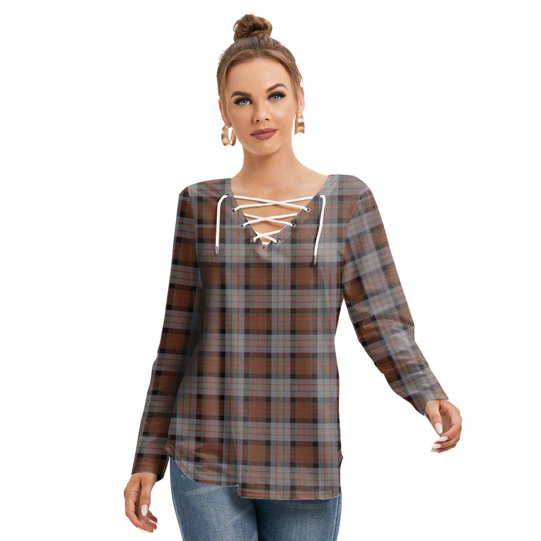 Cameron of Erracht Weathered Tartan Plaid Long Sleeve Neckline Tie Sweatshirt