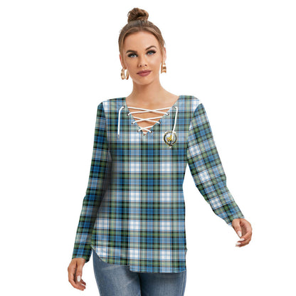 Campbell Dress Ancient Tartan Crest Long Sleeve Neckline Tie Sweatshirt