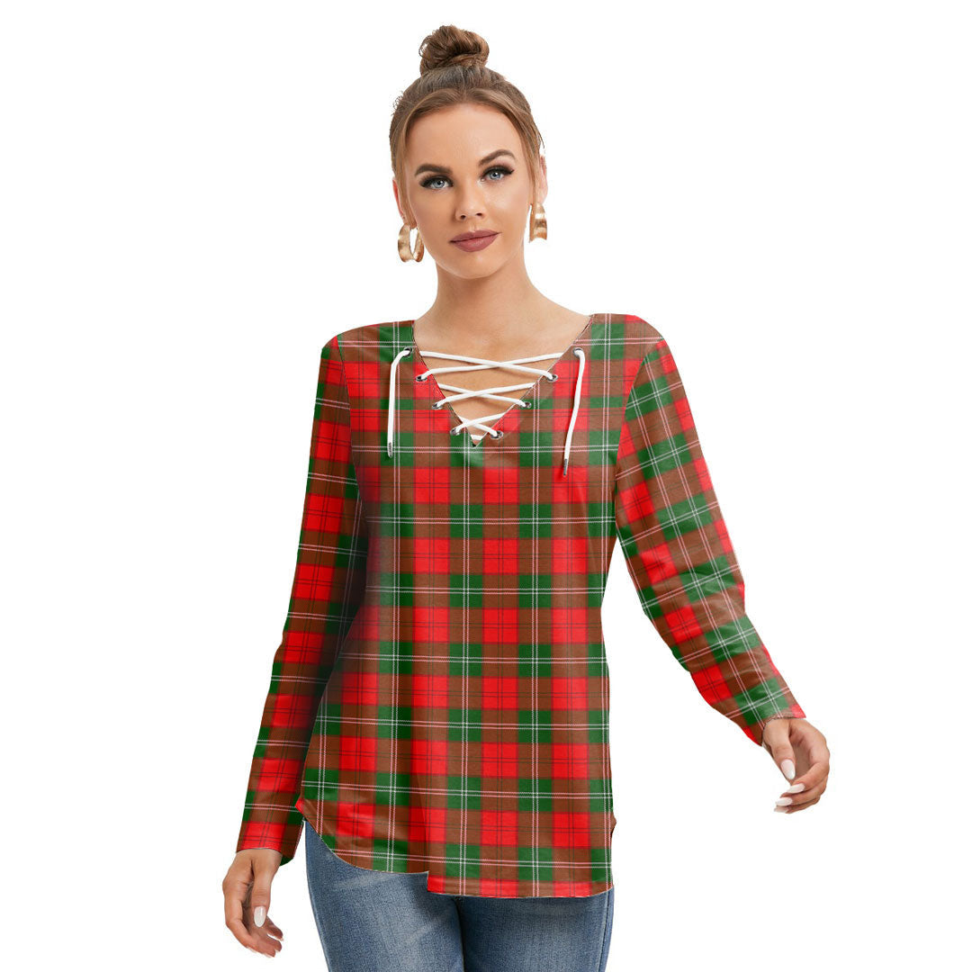 Lennox Modern Tartan Plaid Long Sleeve Neckline Tie Sweatshirt