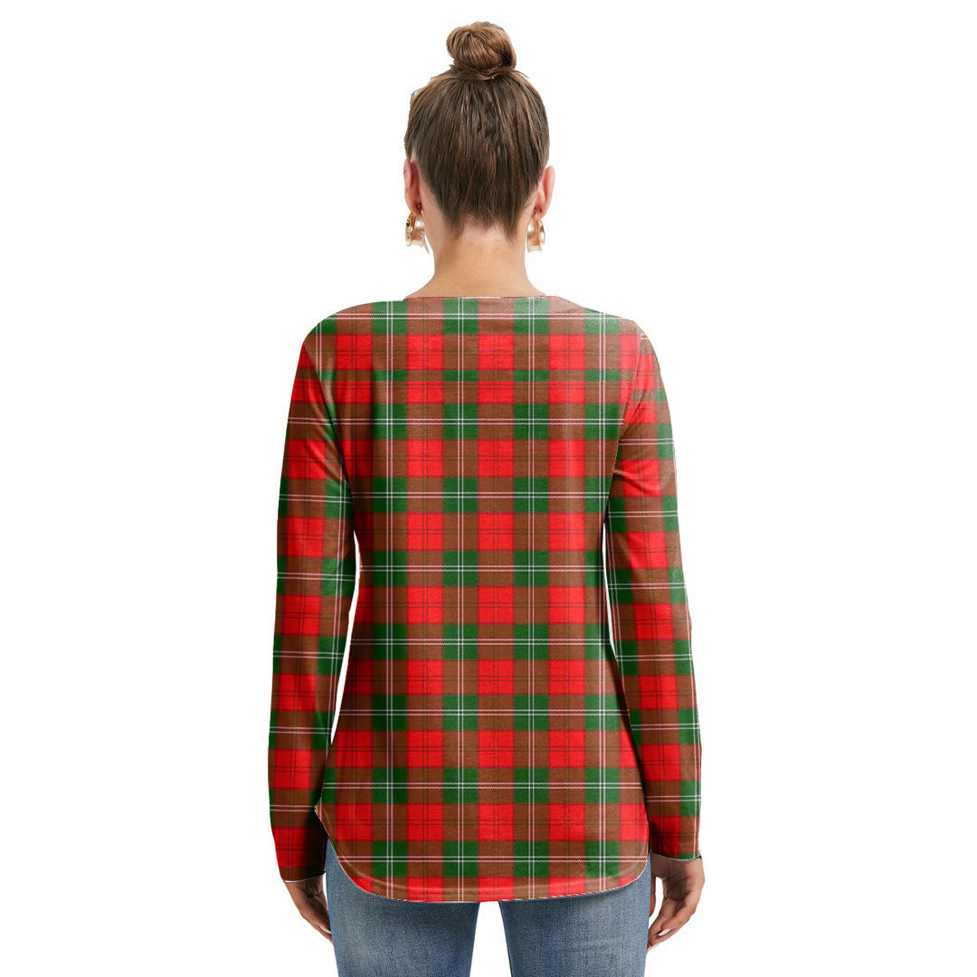 Lennox Modern Tartan Plaid Long Sleeve Neckline Tie Sweatshirt